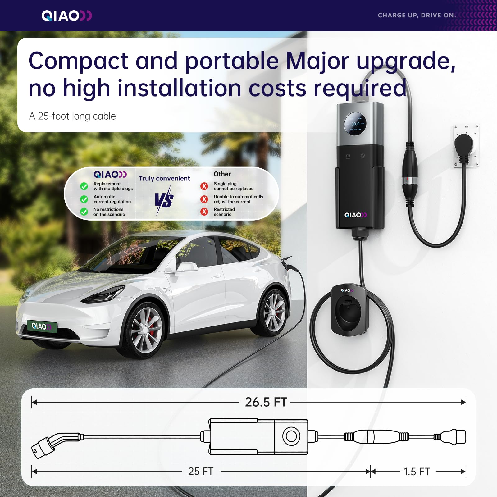 QIAO 레벨 2 전기차 충전기, SAE J1772 4 - Home Ev Charger 리뷰 및 가격